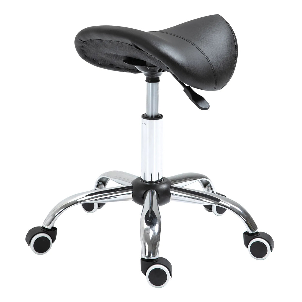 Adjustable Elegance: Hydraulic Salon Stool Rolling Swivel Saddle Chair PU - Image 4