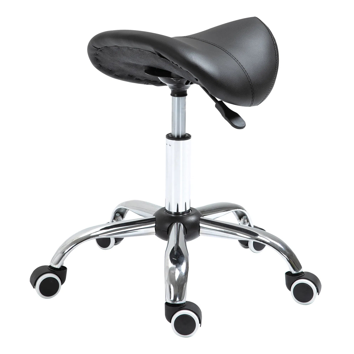 Adjustable Elegance: Hydraulic Salon Stool Rolling Swivel Saddle Chair PU - Image 4
