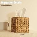 Water Hyacinth Handwoven Tissue Box Cover Natural Wicker Facial Napkin Holder