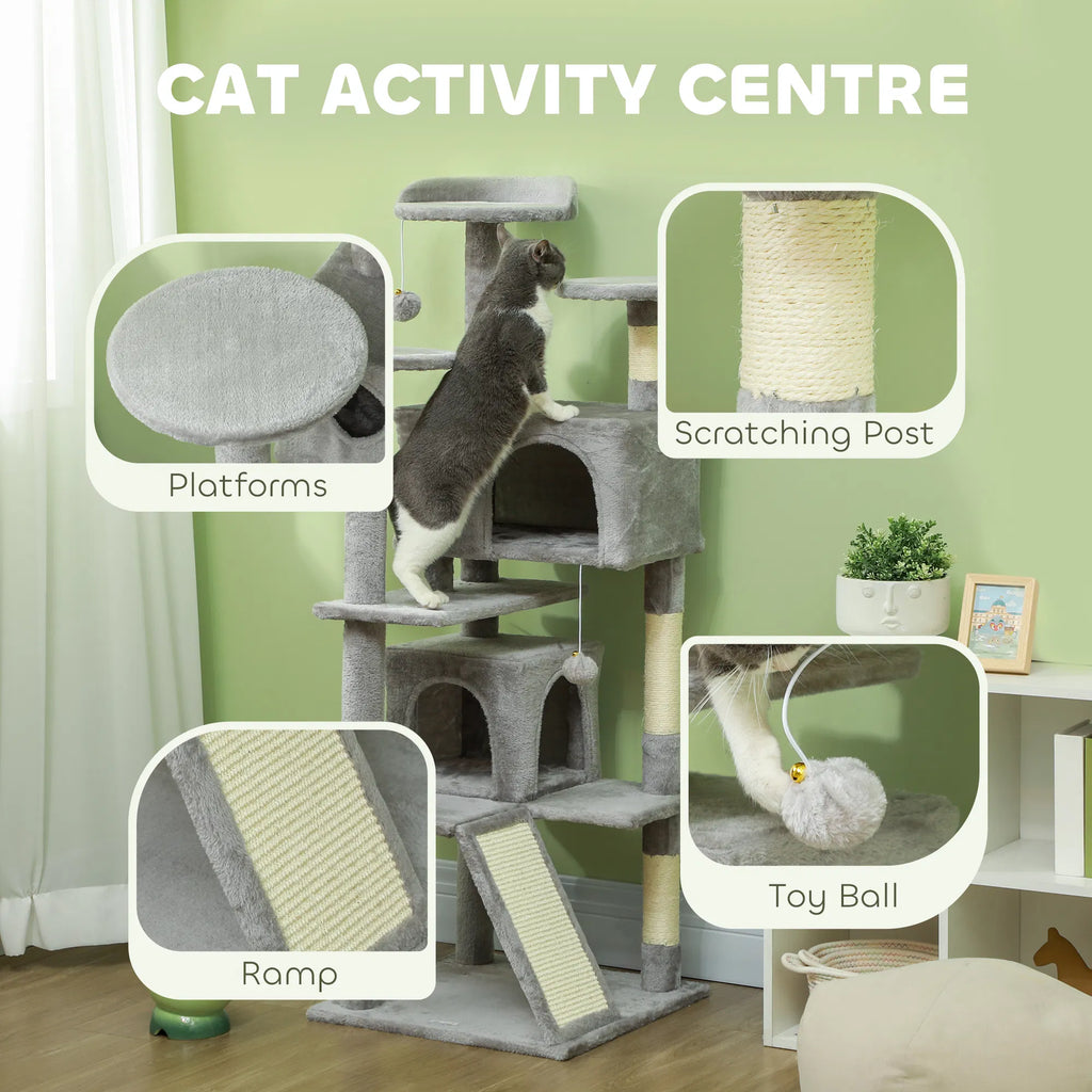 54" Cat Tree Multi Level Cat Tower with Scratching Posts Cat Condos Bed - Image 3