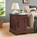 Farmhouse end table Nightstand Rectangular Farmhouse End Table with Barn Door