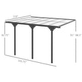 12x10 Wall-Mounted Polycarbonate Pergola with Aluminum Frame