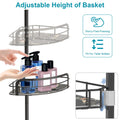 Corner Shower Caddy Tension Pole Quick Setup Rust Free Bathroom Shower