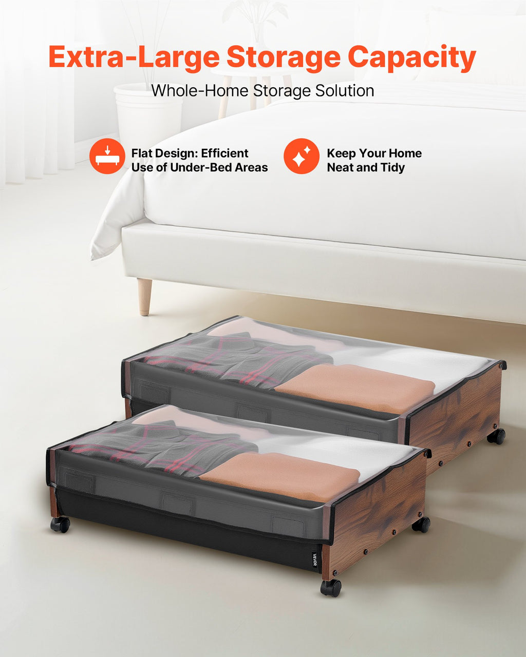 under bed storage with wheels dimensions and features