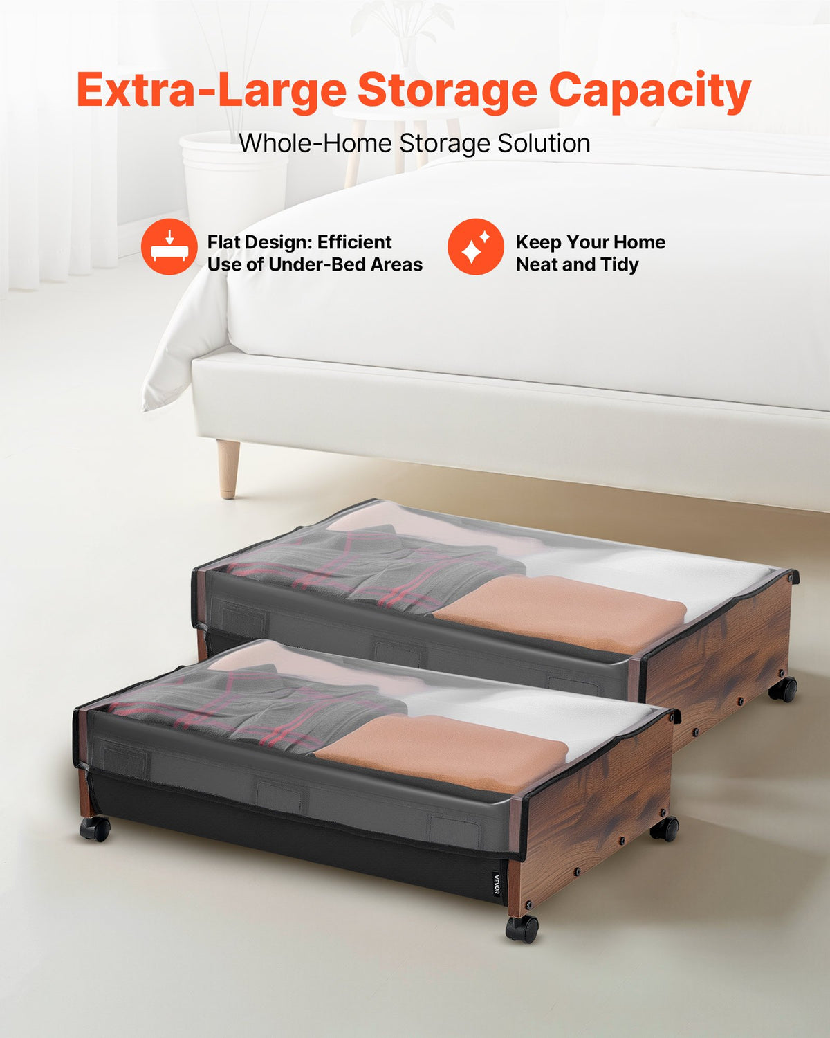 under bed storage with wheels dimensions and features