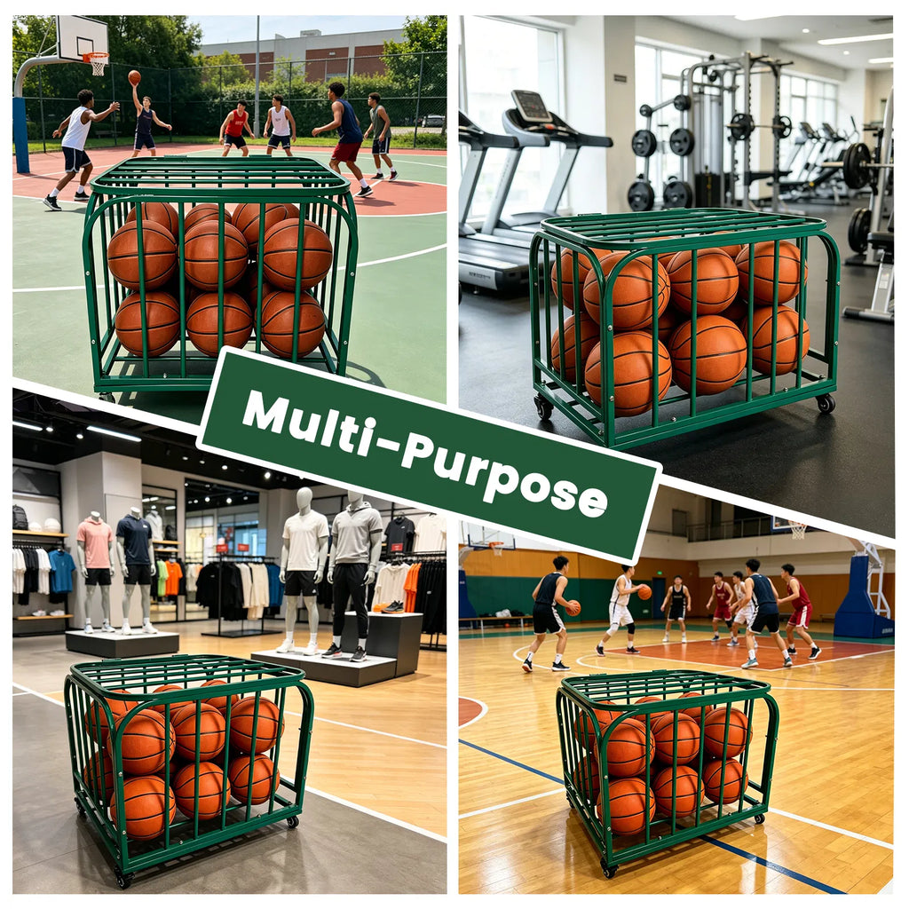 Ball Storage Cart Basketball or Volleyball Storage Bin with Wheels Basketball - Image 2