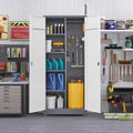 Gray Metal Lockers Cleaning Tool Cabinets With Locking Doors High Broom Tool