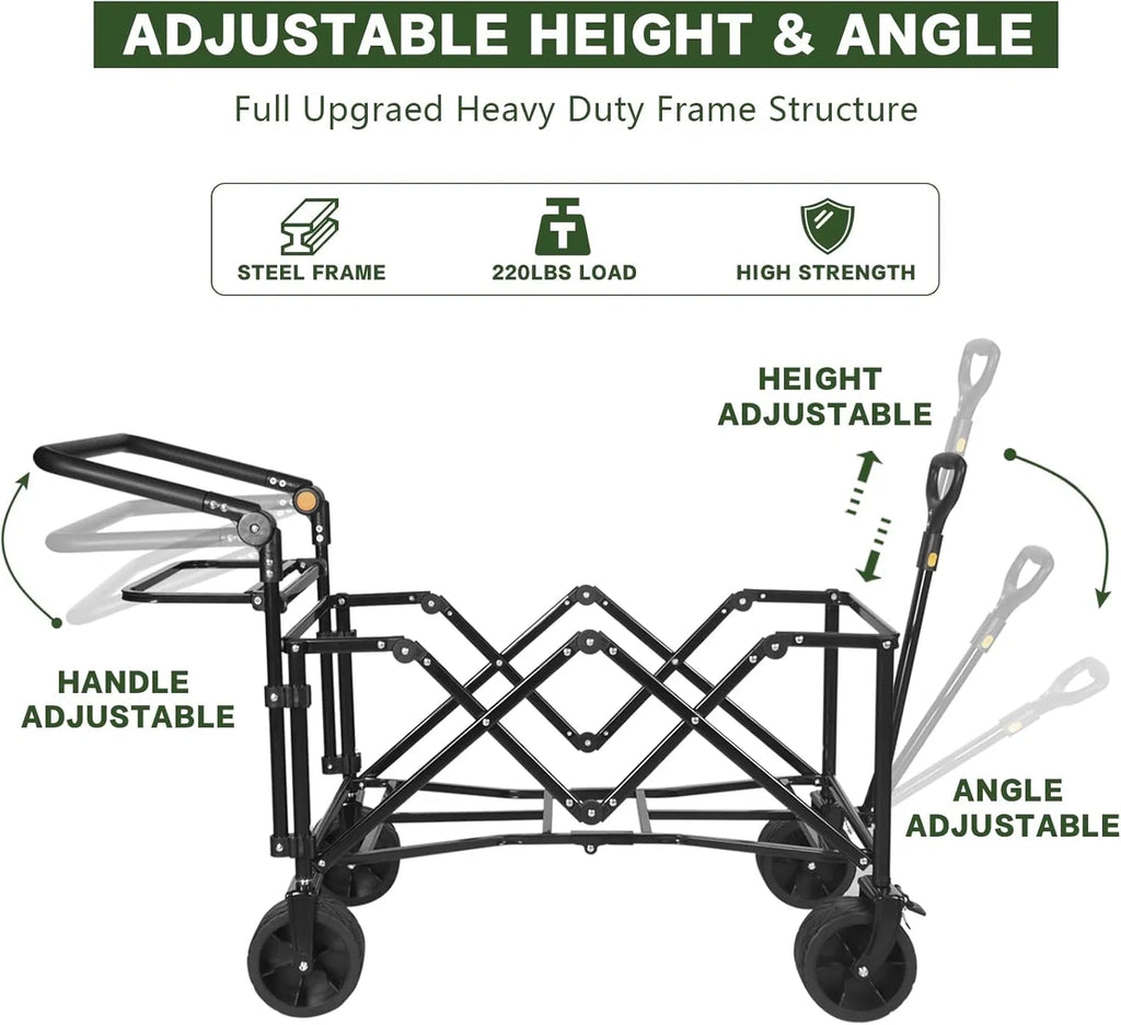 Collapsible Wagon Heavy Duty Wagons Carts Foldable with Removable Canopy - Image 5