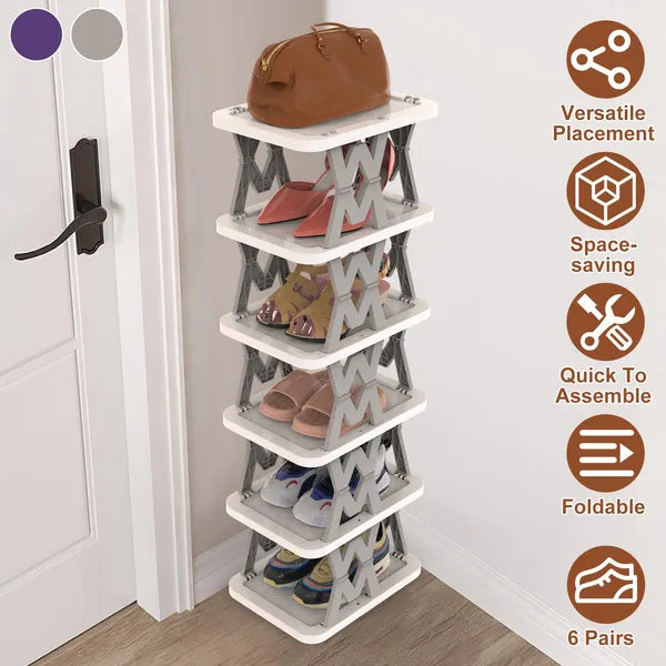 tier foldable shoe rack vertical main view