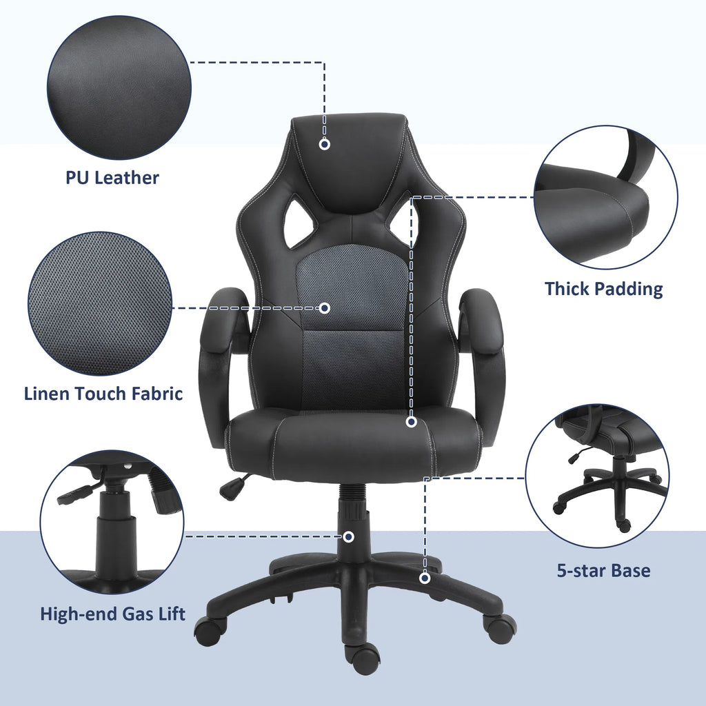 Racing Gaming Chair Office Chair Computer Desk Gamer Chair with Swivel Wheels - Image 3