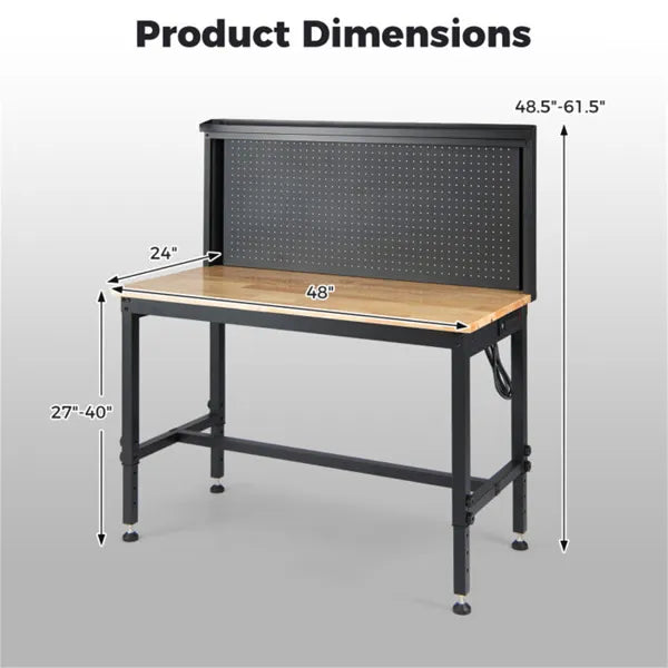 48in heavy-duty garage workbench with hardwood top product view 7