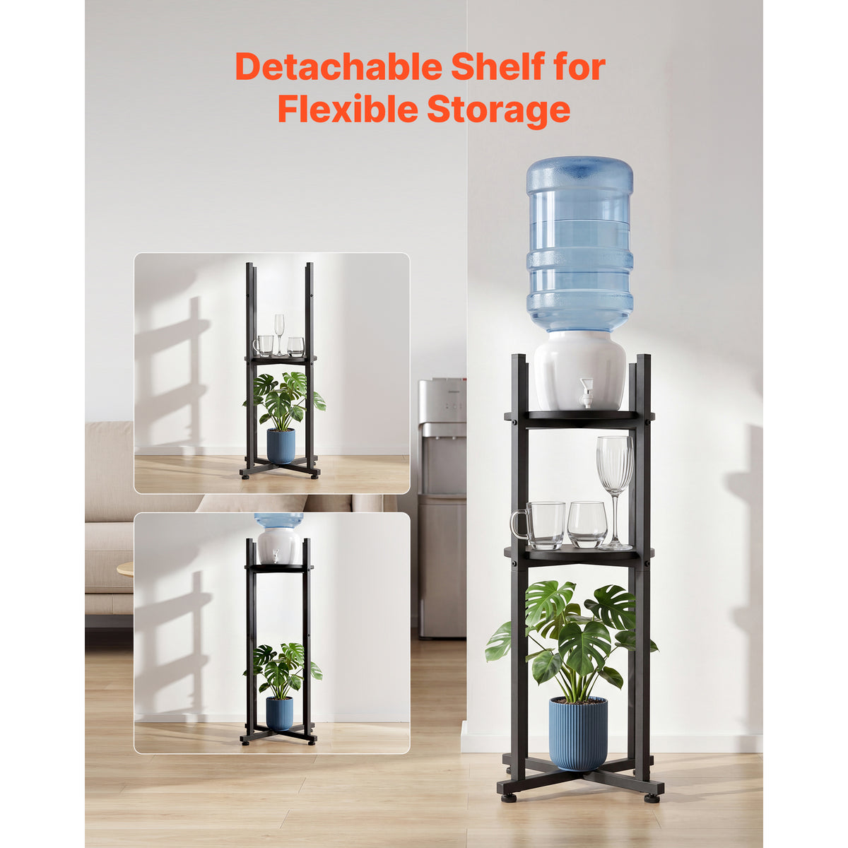 Water Dispenser Stand Tiers Jug Holder For 1 Bottle Heavy Duty Rack Organizer - Angle and Detail View
