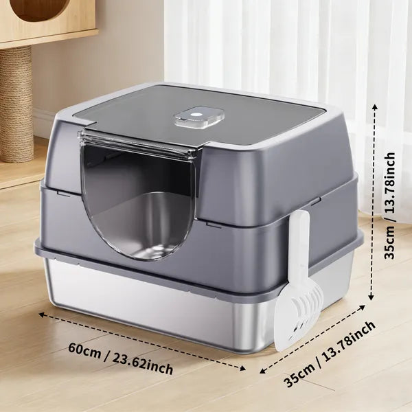 Fully Enclosed Stainless Steel Cat Litter Box White 2025 Top Pick Odor Lock - Image 4