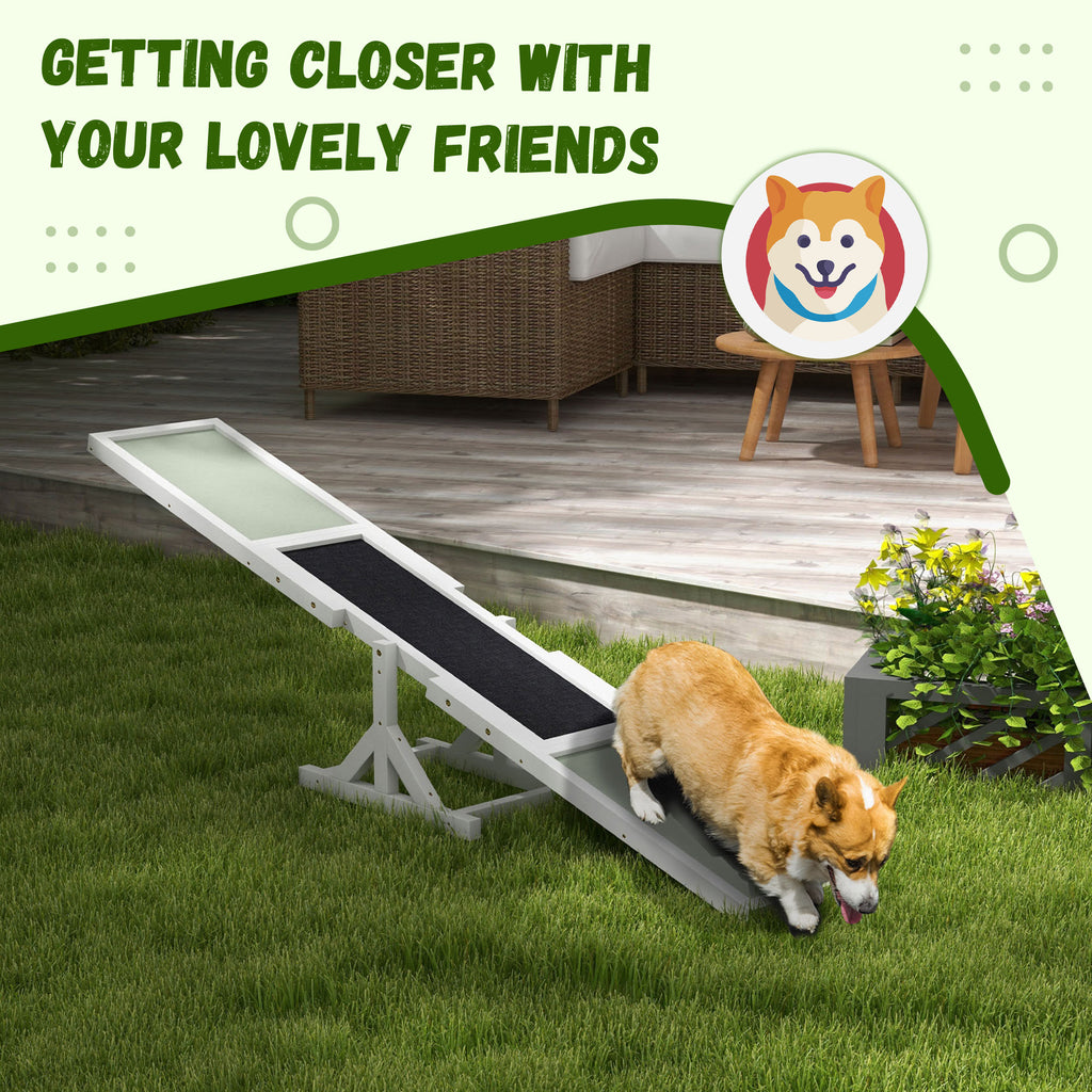 Wooden Dog Agility Seesaw for Training and Exercise White - Image 2