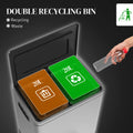 2 x 20 Liter Garbage Bin Stainless Steel Garbage Can with Soft Close Lid and