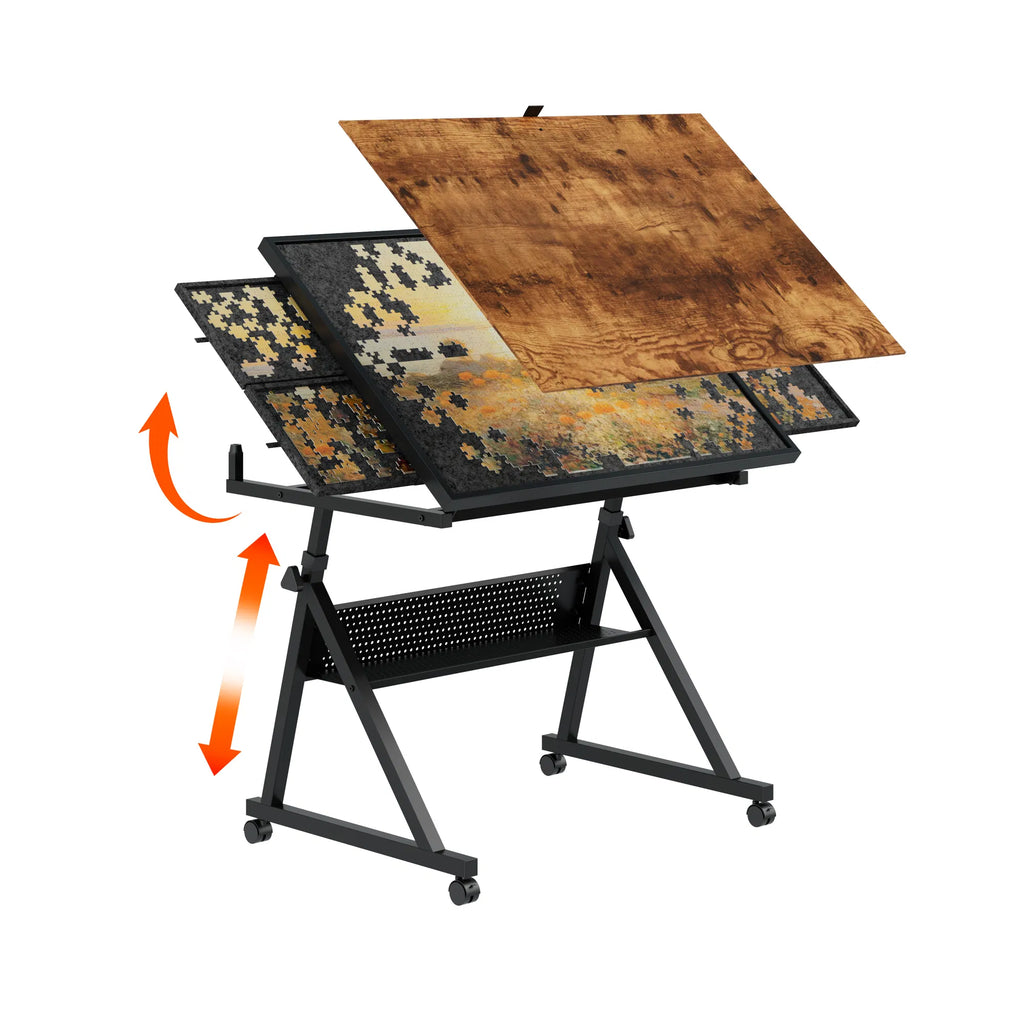 1500 pieces Jigsaw Puzzle metal Table board for adults gift with 4 trays(black) - Image 3
