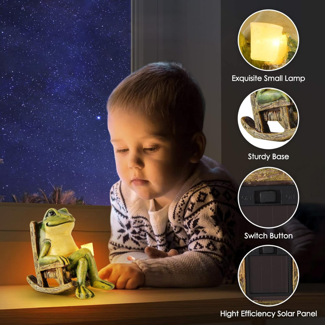 Miniature Frog Garden Statue Solar Outdoor Lights Fairy Decor Housewarming Gift - Image 4