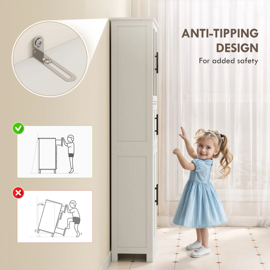 67" Tall Bathroom Storage Cabinet Modern Freestanding Bathroom Cabinet with - Image 2