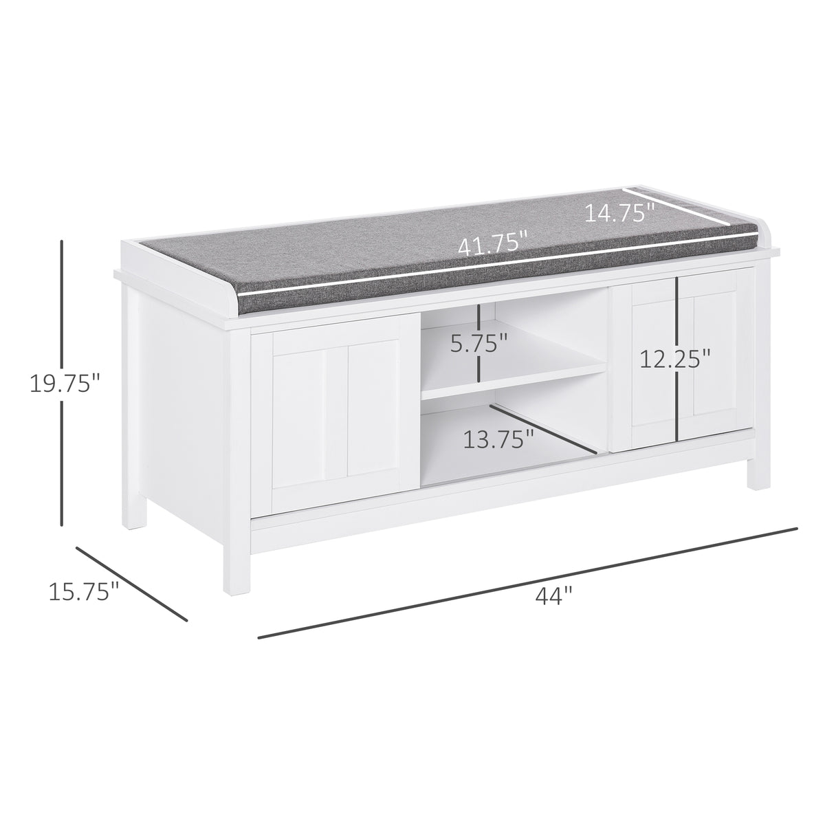 White Entryway Shoe Bench with Sliding Barn Door
