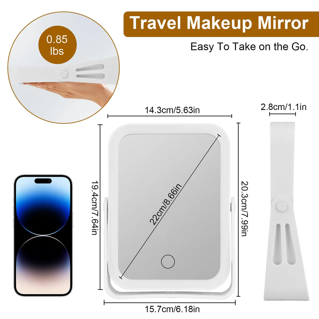 Double Sided LED Makeup Mirror 1X/10X Magnification with 3 Light Colors USB - Image 2