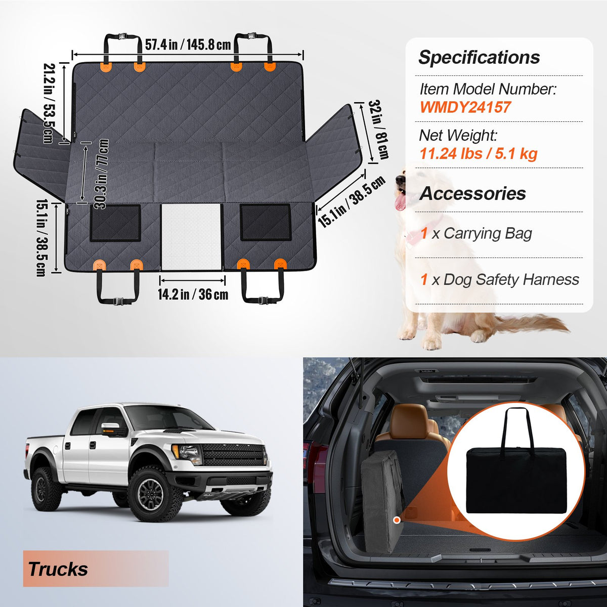 vevor 57 30 in dog dimensions and features