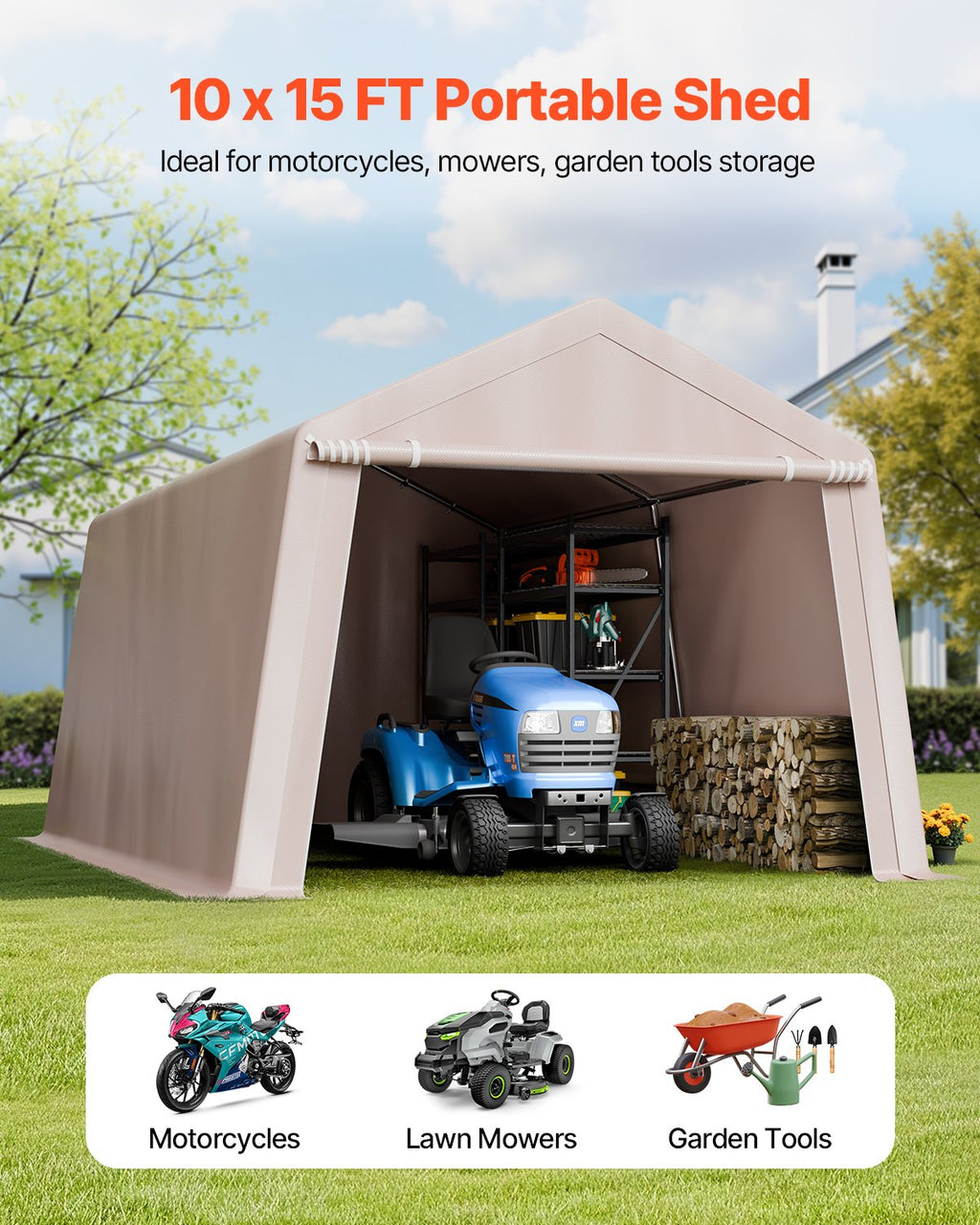 10x15ft portable outdoor storage shelter product view 5