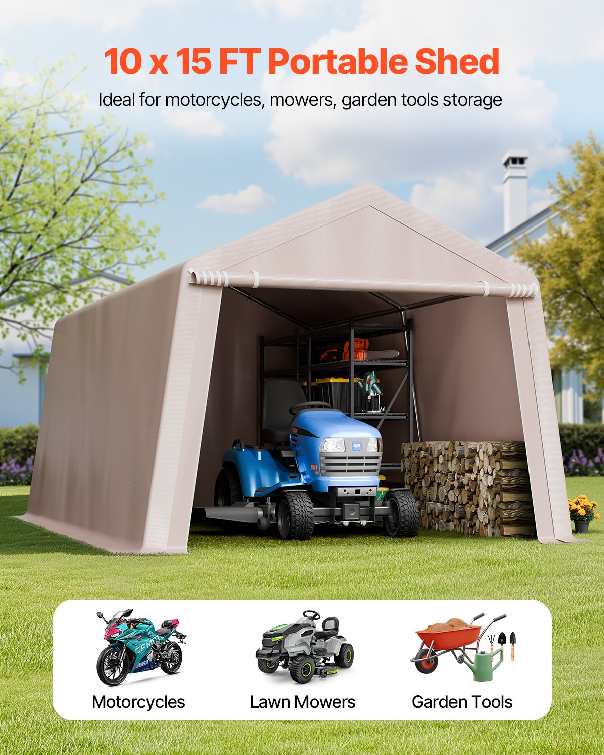 10x15ft portable outdoor storage shelter product view 5