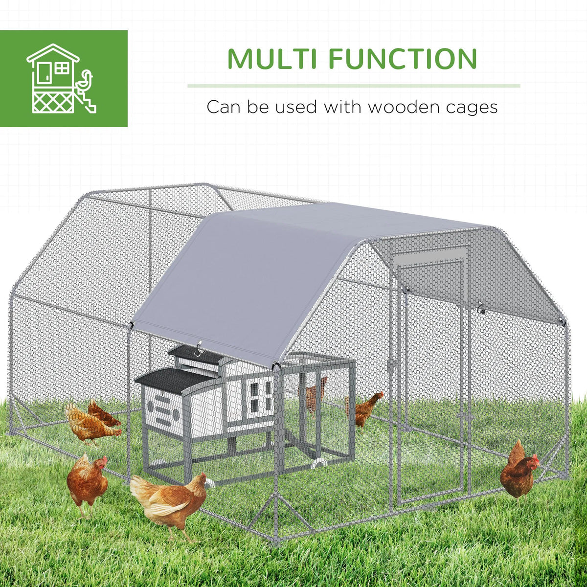Chicken Run Galvanized Large Metal Chicken Coop Cage Walk in Enclosure - Image 4