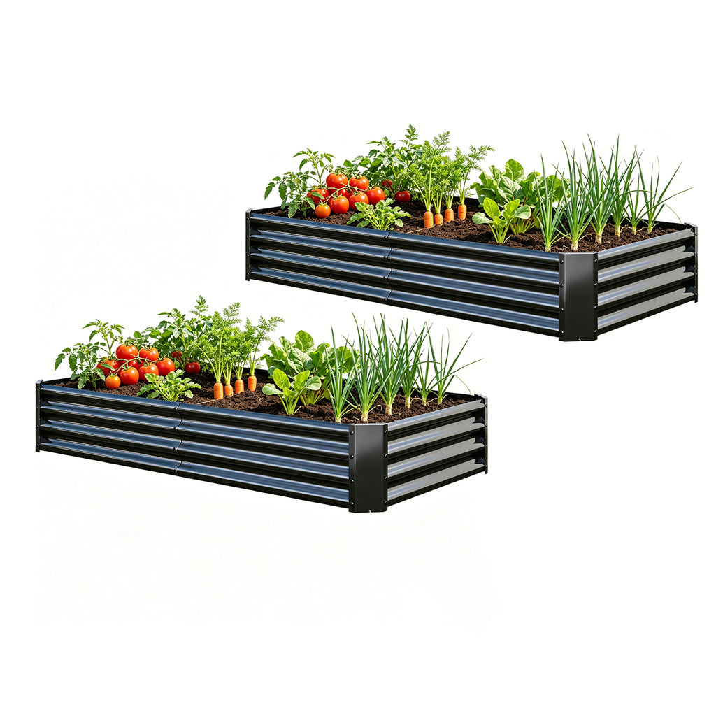 2PCS Black 6×3×1ft Metal Raised Rectangle Garden Planter Beds - Image 3