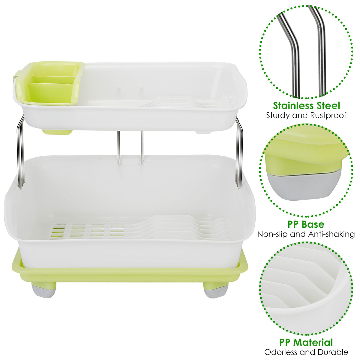 2-tier dish drying rack cutlery detail and structure
