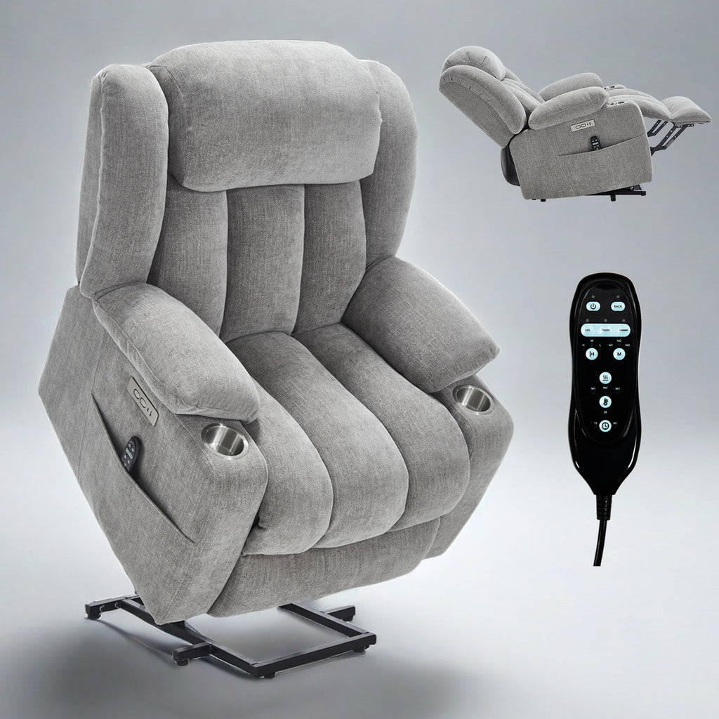 Up to 350 LBS Chenille Power Lift Recliner Chair Heavy Duty Motion Mechanism