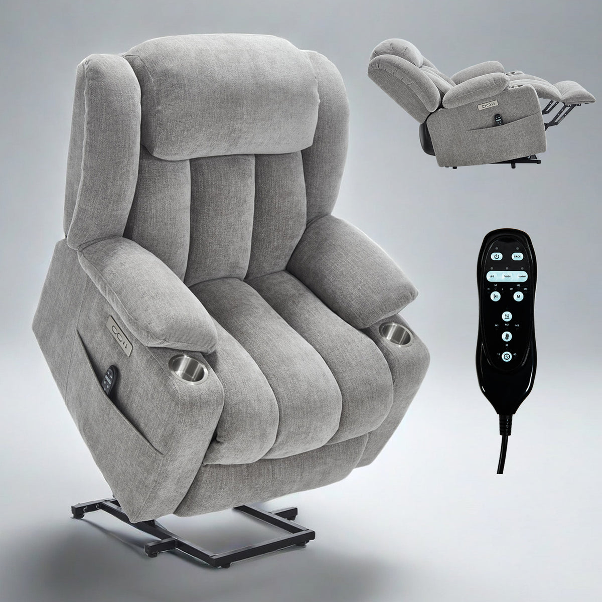 Up to 350 LBS Chenille Power Lift Recliner Chair Heavy Duty Motion Mechanism