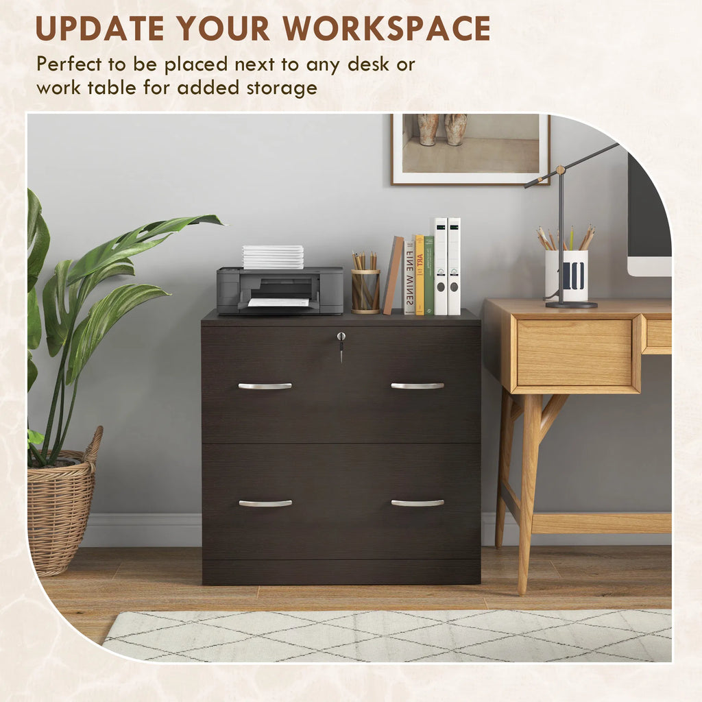 2 Drawer File Cabinet with Lock Office Filing Cabinet Hanging Bar for Letter