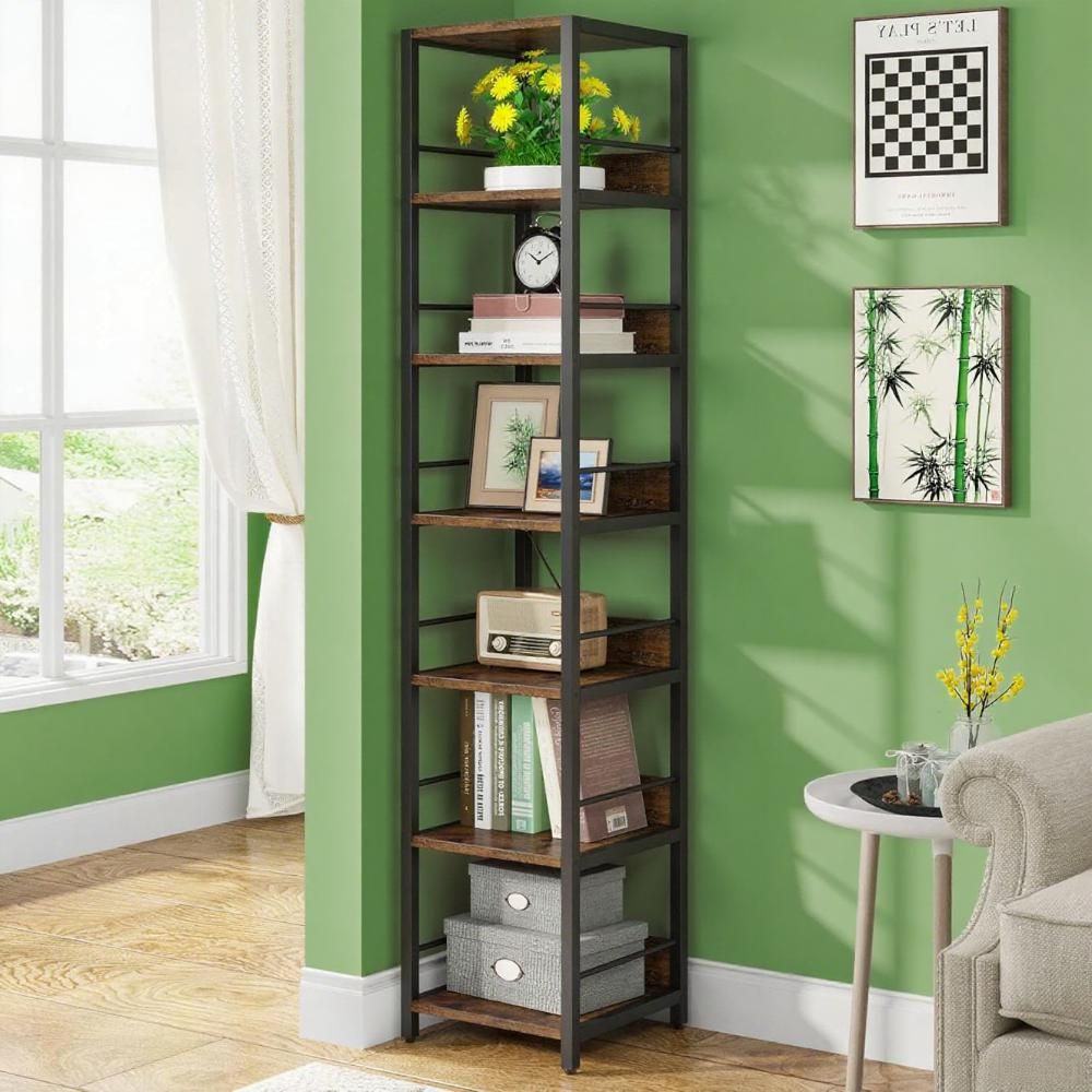 Rustic Brown Narrow Corner Storage Shelf