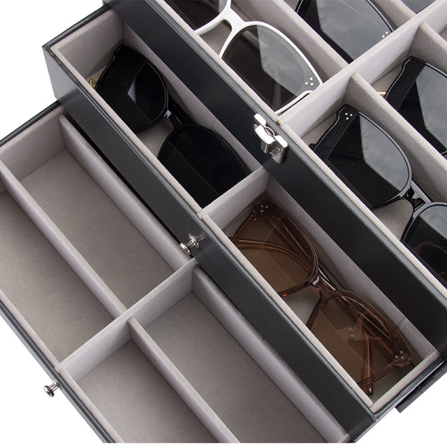 glasses and sunglasses storage display in use lifestyle