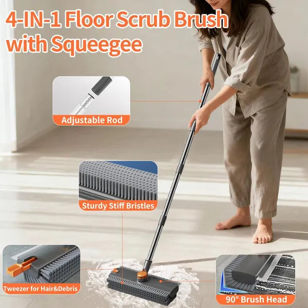 scrub brush with long handle packaging and components