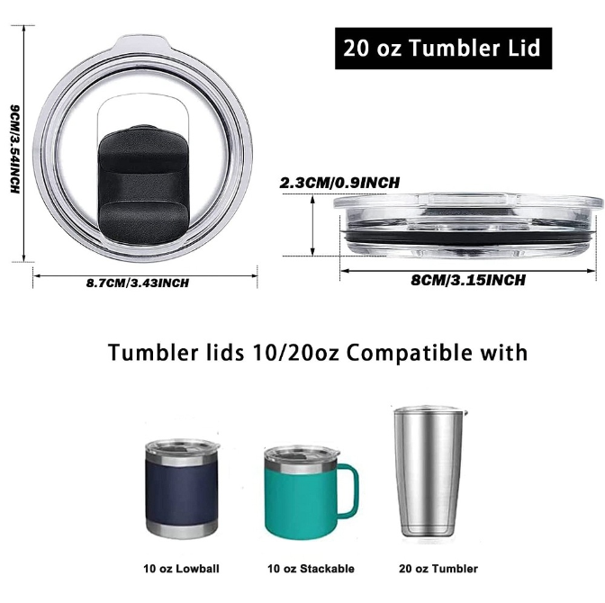 2Pcs Cup Lid Mug Lid 10oz Or 20oz Magnetic Slider Spill Proof Tumbler