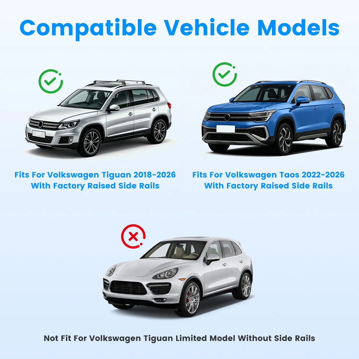 Roof Rack Cross Bars Fit for Volkswagen Tiguan 2018 2026 & Taos 2022 2026 with - Image 3