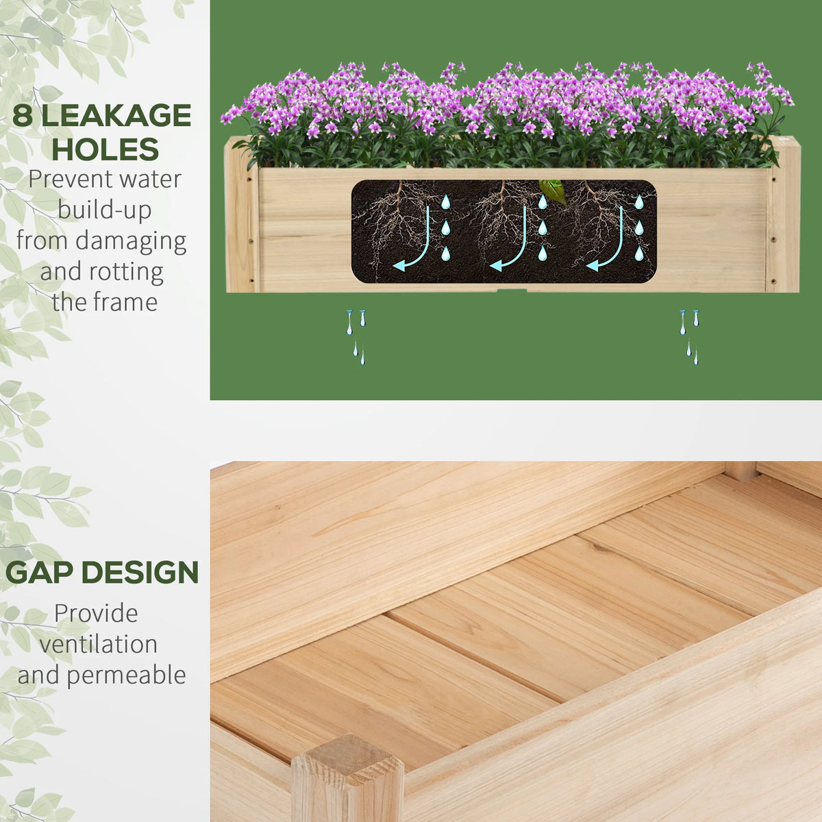 34"x34"x28" 2 Tier Raised Garden Bed Wooden Planter Box for Backyard Patio to - Image 2