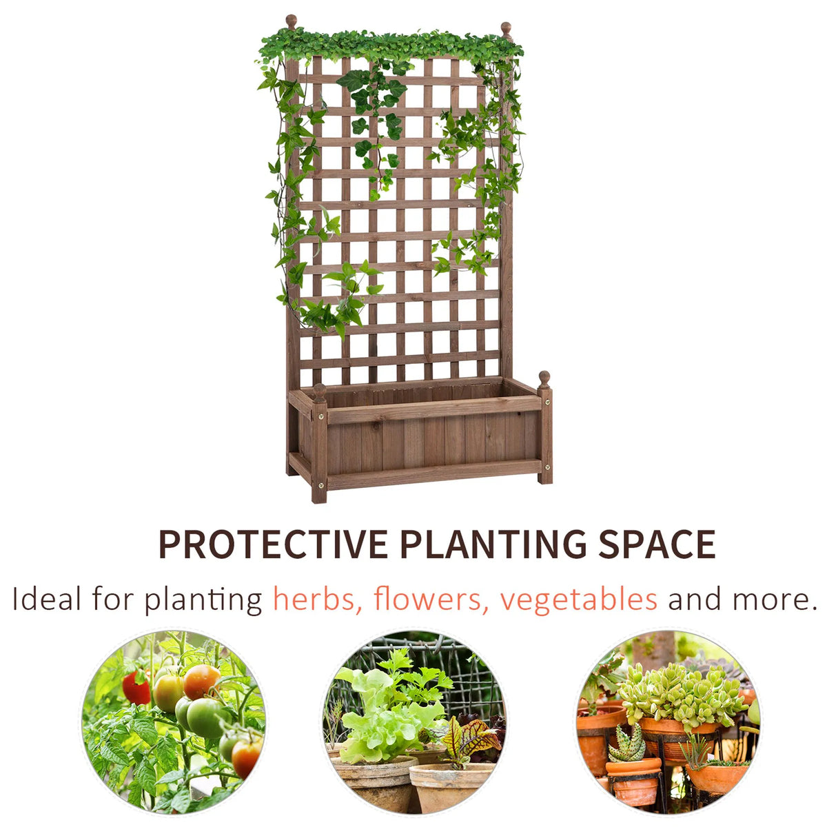 Raised Garden Bed with Trellis Wood Planter Box for Garden Free Standing - Image 3