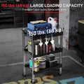 3 Tier Collapsible Tool Cart with Wheels 150 LBS Capacity Folding Utility Cart