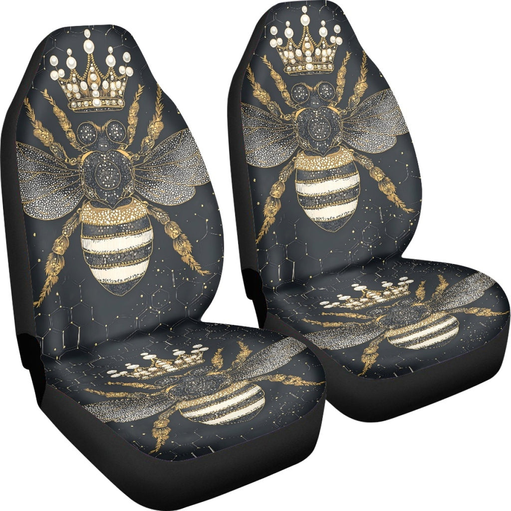 2 Front Car Seat Covers Digitally Printed With A Honeybee Pattern Thin - Image 3