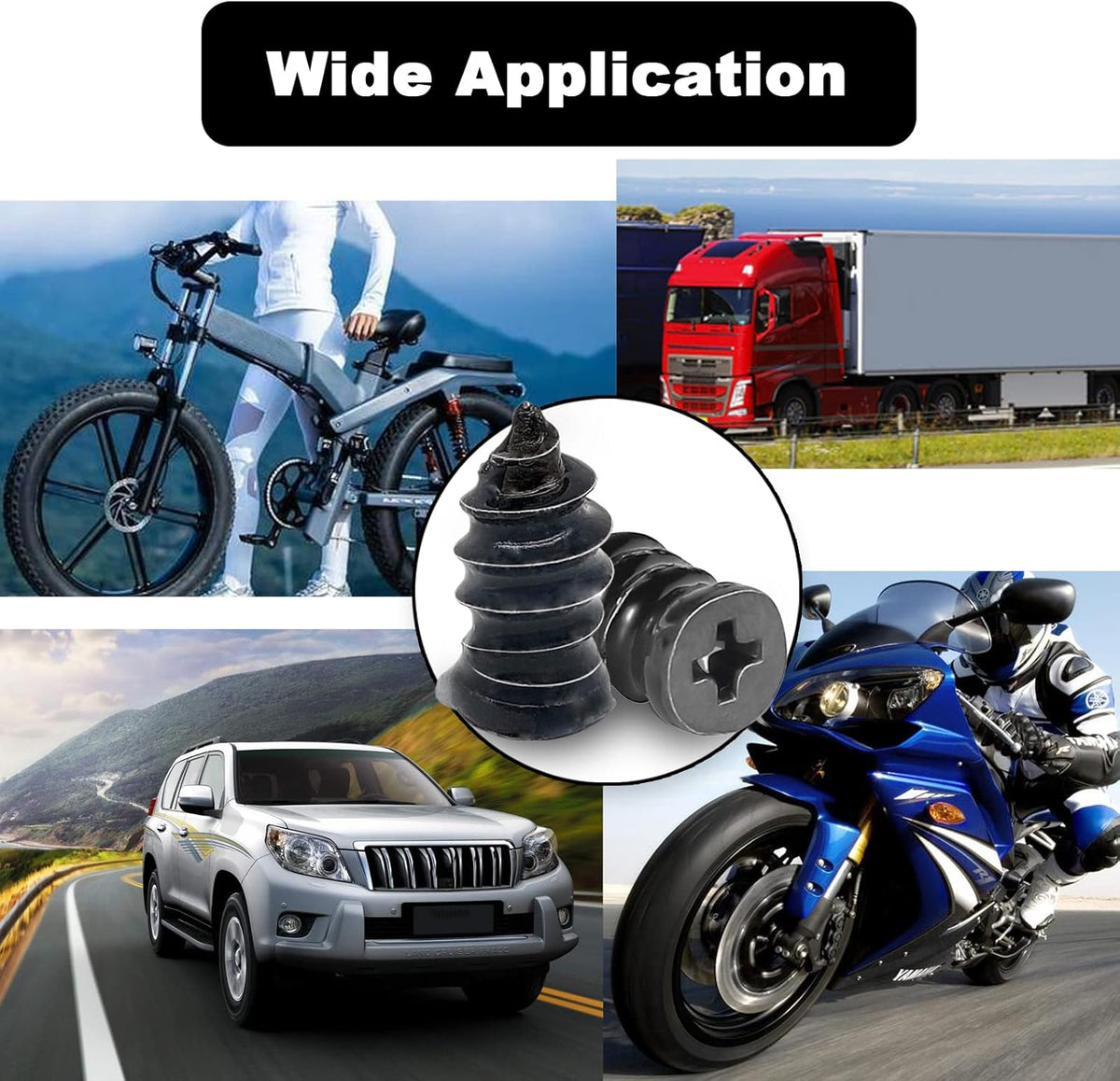 60Pcs Tire Repair Rubber Nail Rubber Screw Tire Plugs Repair Nail Kit Tires - Image 2