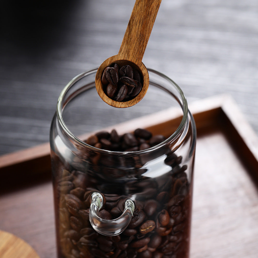 Glass Coffee Jars With Spoons Candy Biscuit Storage Tea - Dimensions and Specifications