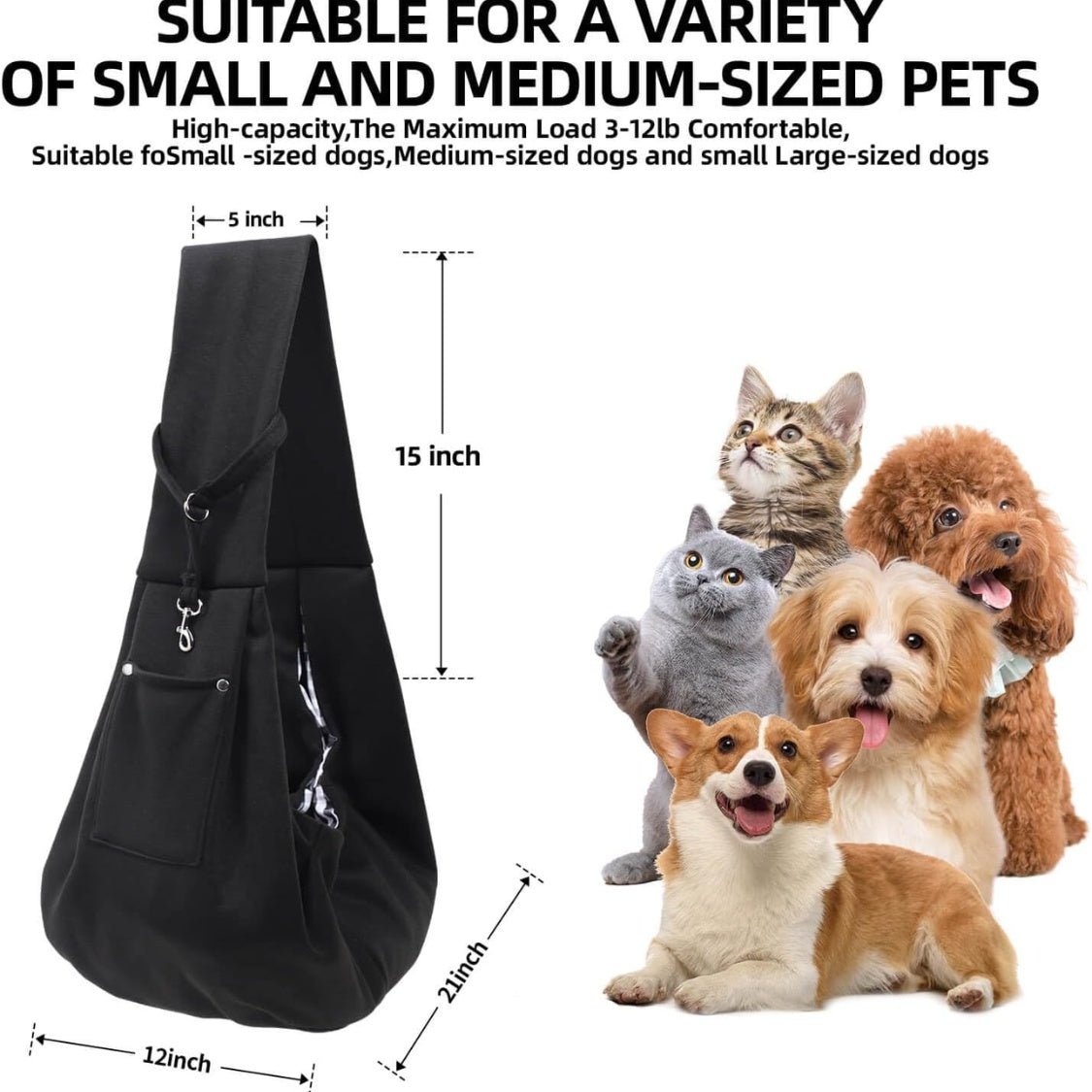 dog carrier sling reversible puppy dimensions and features