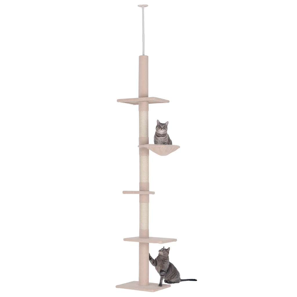 8.5ft Cat Climbing Tree 5 Tier Kitty Activity Center with Scratching Post Beige - Image 3