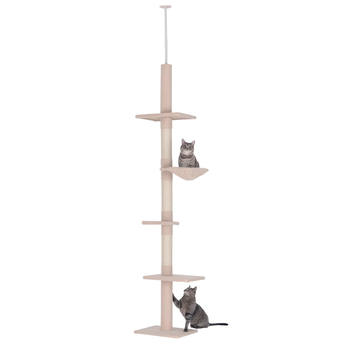 8.5ft Cat Climbing Tree 5 Tier Kitty Activity Center with Scratching Post Beige - Image 3