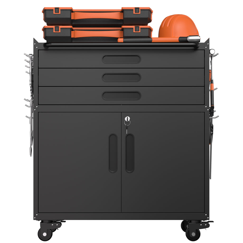 34.3 Rolling Metal Tool Cabinet Heavy Duty Garage Storage With Lockable Doors - Image 2