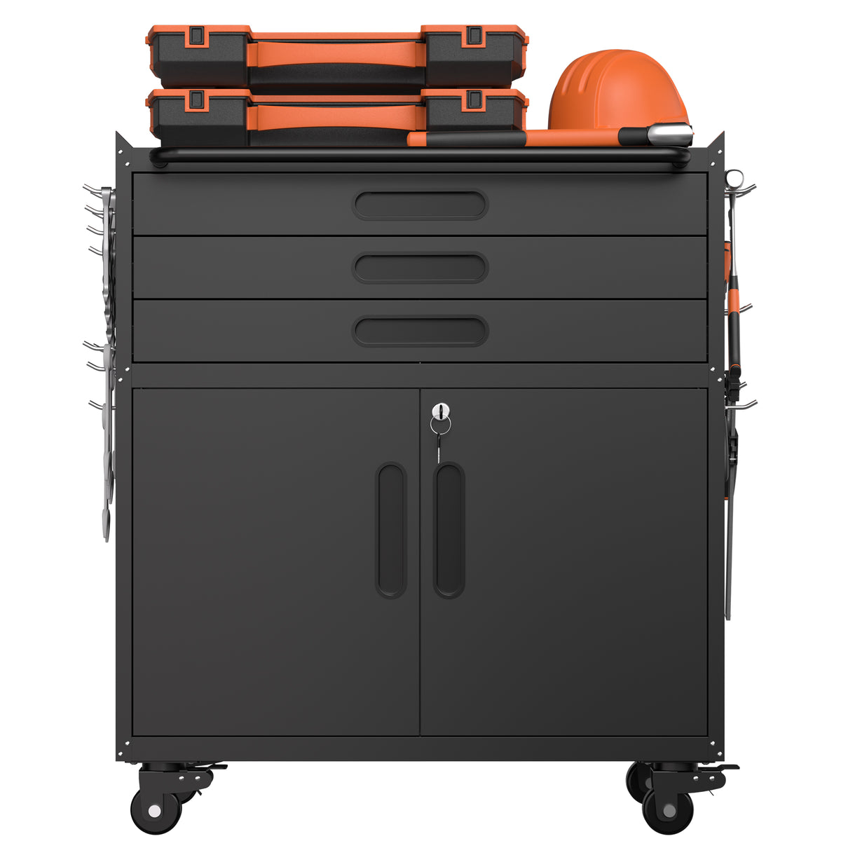 34.3 Rolling Metal Tool Cabinet Heavy Duty Garage Storage With Lockable Doors - Image 2
