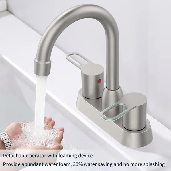 2 Handles Bathroom Sink Faucet Brushed Nickel Centerset RV Bathroom Faucets